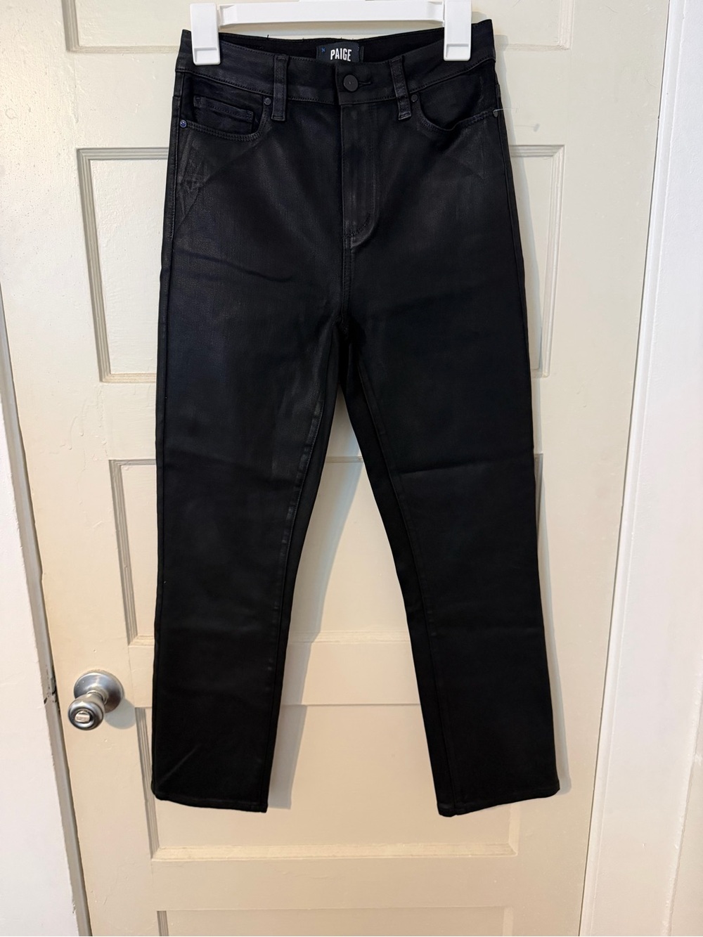 PAIGE Black Straight Leg Jeans